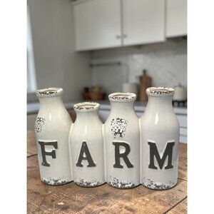 Rustic Farmhouse Ceramic Bottle Vase